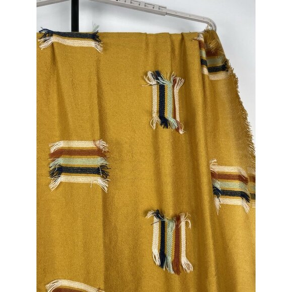 MADEWELL FRINGE STRIPE JACQUARD SCARF BOHO LIGHTWEIGHT YELLOW RAINBOW WRAP SCARF - Picture 5 of 7